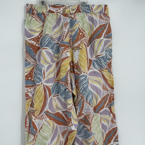 C & C California Pants Womens Size XL Floral Linen Wide Leg Pull On Casual Beach - Picture 10 of 11